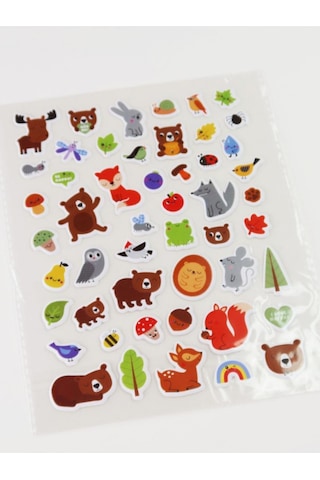 Hayvan Figürlü Puf Sticker Kahverengi