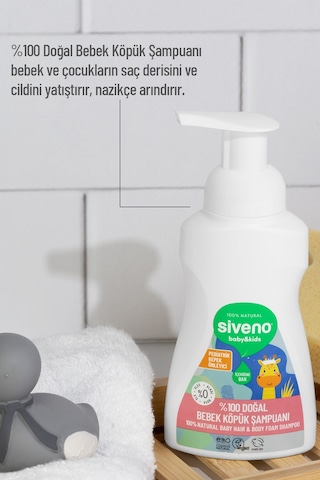 Siveno %100 Doğal Bebek Köpük Şampuanı Yenidoğan Saç ve Vücut İçin Nemlendirici Bitkisel Vegan 250 ml