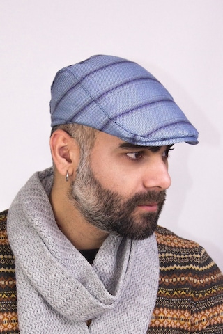 Bay Şapkacı Erkek Kasket Şapkası-9991- Kare Mavi