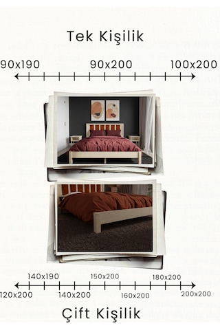Renazzo Ori On Kiremit Rengi Puf Başlıklı Masif Ahşap Natürel 180x200 Natürel - 180 X 200