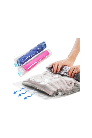 Suofeng Seyahat İçin Boşluk Tasarruflu 10'lu Vakumlu Sıkıştırma Çantı Seti - Şeffaf 2x35x50, 4x40x60, 4x50x70 Cm Diğer