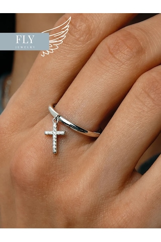 Fly Jewelry 925 Ayar Gümüş Haç Yüzük 232801258 Altın