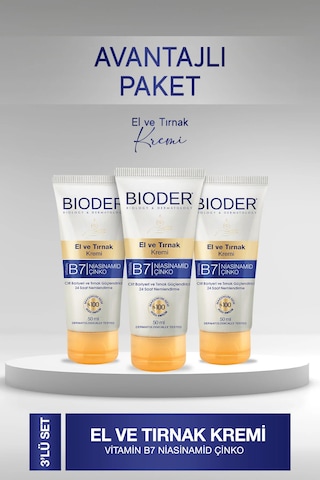 El Ve Tırnak Kremi Cilt Bariyeri Ve Tırnak Güçlendirici 50 Ml - Vitamin B7 Niasinamid Çinko 3 Lü
