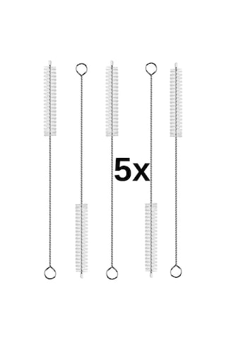 Mucit Home 5 Adet Pipet Temizleme Fırçası - Cam Pipet Fırçası - Bambu Pipet Fırçası - Metal Pipet Fırçası Gümüş