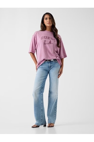 Guess Burnout Kadın Oversize T-shirt W6yı20k4335 Pembe