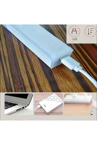 20 Cm Sarı Gün Işığı Hareket Sensörlü Dolap İçi Çalışma Masası Mutfak Tezgah Altı Usb Led Işık Çok Renkli