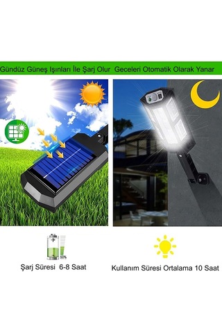 249 Led Güneş Enerjili Solar Lamba Kumandalı 3 Modlu Hareket Sensörlü Dış Mekan Bahçe Aydınlatma