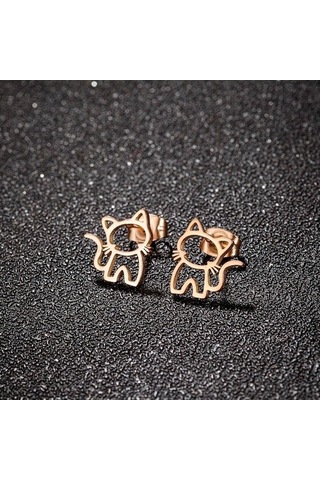 Fastbuy Kedi Paslanmaz Çelik Sevimli Küpeler, 1 Çift, Bayan Punk Takı, Çok Renkli, Moda, Küçük Kulak Çıtçıt Takı, Hediye İçin Çok Renkli