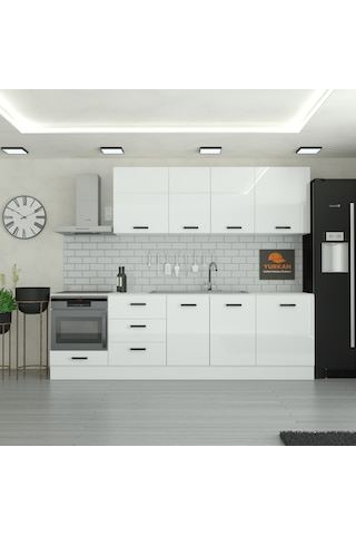 270 Cm Mutfak Dolabı Mdf Kapak Tezgah Dahil Yrkn270 97 Beyaz