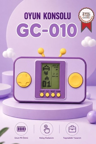 Arkadaş Hediyesi Taşınabilir Cihaz Boş Vakit Gc-010 Mor El Atarisi Tetris Gameboy Joystick