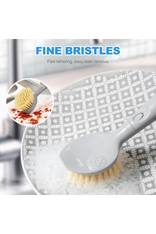 Mutfak Temizlik Temelleri 3'ü 1 Arada Bulaşık Fırçası Seti 2 Başlıklı Bambu Saplı B Diğer