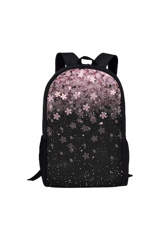 Genç Erkek Kız Polyester Kumaş Çok Renkli Graffiti Sırt Çantası Çiçek Siyah