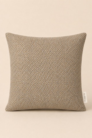 Dokulu Kırlent Kılıfı Bej Gold 43x43 Cm Dekoratif Yastık Kılıfı Krem