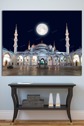 Sultanahmet Camii Gece ve Ay Kanvas Tablo 50 x 35