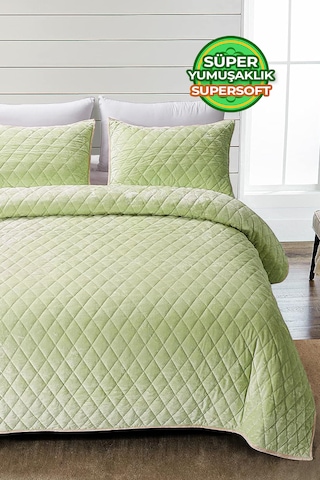 Kapitone Kadife Yatak Örtüsü Seti Tek Kişilik Supersoft 2 Parça