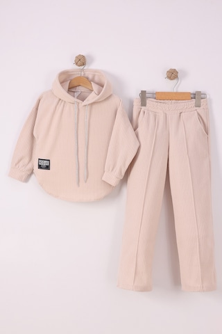 Monox Kız Çocuk Sim İpli Fitilli Polar Takım Bej