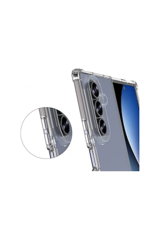 Vendas Galaxy Uyumlu Z Fold 7 Kılıf Zore Nitro Anti Shock Silikon Kılıf + Anti-reflective Kamera Lens Koruyucu Şeffaf