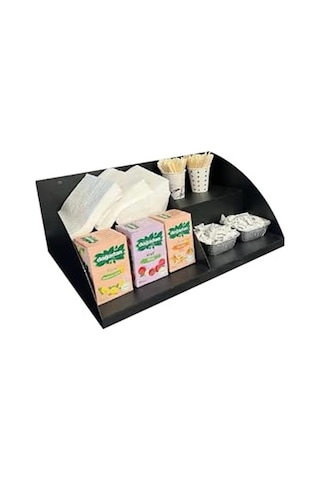 Kasaönü, Bar Önü,tezgah Önü Aperatif Standı, Tezgahönü Organizer Raf 50 Cm 2 Katlı Model Siyah Diğer