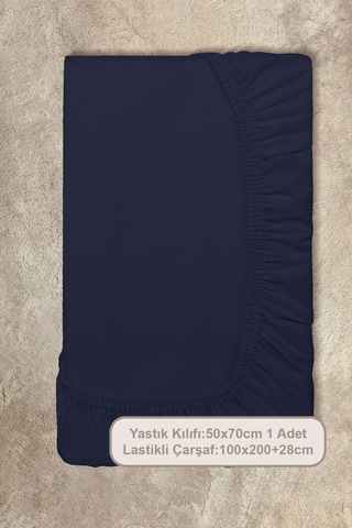 Elart Basic Lastikli Çarşaf Seti Tek Kişilik 100x200+28 Lacivert
