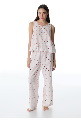 Penti Kırık Beyaz Red Hearts Pantolon Pijama Altı