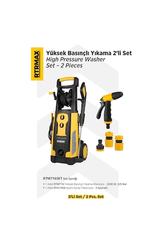 Rtrmax RTM716SET Yüksek Basınçlı Yıkama + Sprey Tabancası 2'li Set