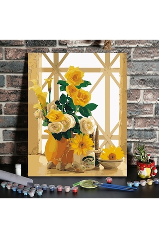 Novahub 16 X 20 İçin Kendin Yap Tuval Boyama Seti, Yetişkin-çocuk İçin El Sanatları, Ev Dekoru, Güzel Çiçek Deseni Çerçevesiz