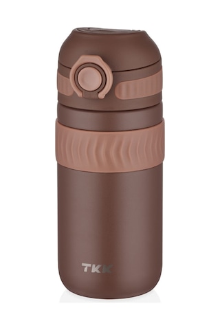 Tkk 450 Ml Kahverengi Çocuk Ve Yetişkin Paslanmaz Çelik Termos Matara - Kahve Termosu