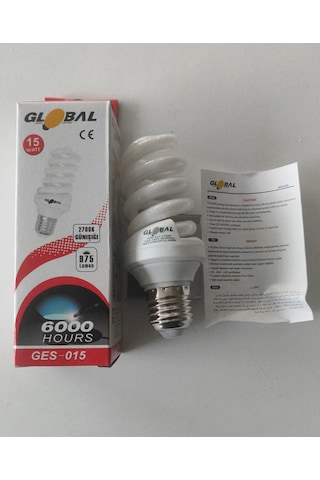 Gl0bal 15w E27 Duy 2700k Gün Işığı Spiral Tasarruflu Ampul