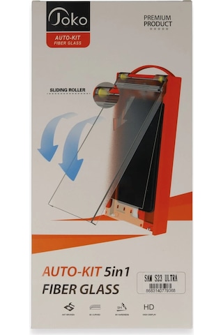 Mey İthalat Samsung Uyumlu, Galaxy S23 Ultra Autokit 5in1 Fiber Hayalet Cam Ekran Koruyucu