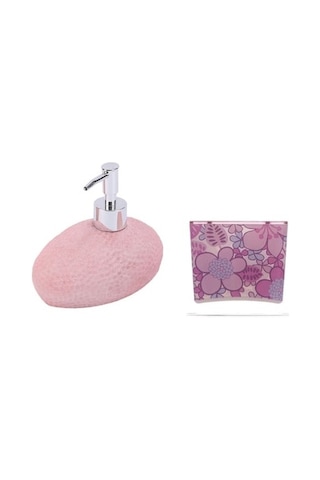 Sıvı Sabunluk,diş Fırçalık 2 Li Banyo Seti.petek Ve Çiçekli