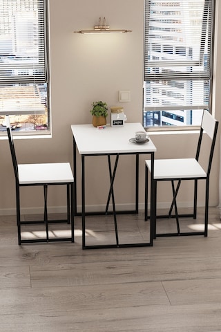 Bofigo 2li Mutfak Seti Mutfak Masa Ve Sandalye Seti Balkon Masası Cafe Seti Maysa Beyaz