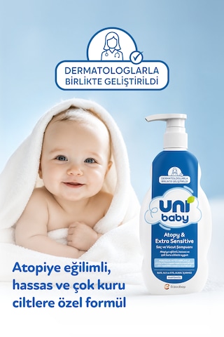 Uni Baby Atopy & Extra Sensitive Atopik Ciltlere Özel Saç ve Vücut Şampuanı 500 Ml