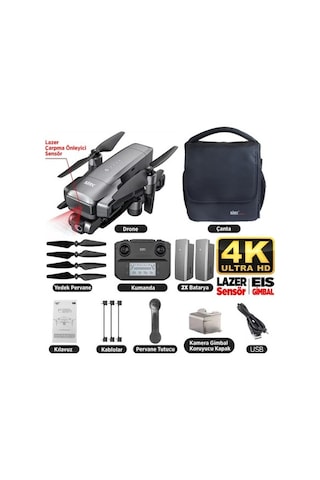 SJRC F22 S2 Pro+ Combo 4K Kameralı Drone Seti - 2Batarya+6KM Menzil+Çarpışma Sensörü+40 Dakika Uçuş Süresi+Çanta+EIS Gimbal