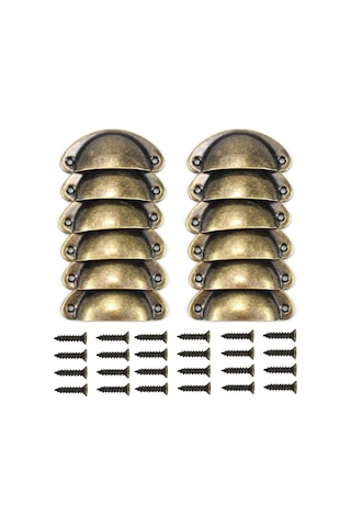 Xspring Vintage Dolap Kulpu, 12 Adet Dayanıklı Ve Sağlam Dolaplar Ve Çekmeceler İçin Bronz Vintaj Mobilya Kapı Çekmece Kolu, Raflar Ve Gardırop İçin Vida İle Birlikte Açık Kahverengi