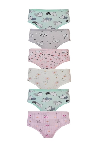 Kota 6Lı Kız Çocuk Külot Renkli Desenli Empirme Slip Iç Çamaşır