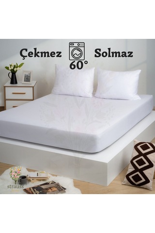 Home Premium Lastikli Çarşaf Yüksek Yataklara Özel 40cm Yükseklik Penye %100 Pamuk 150gr/m2 Oeko Tex Beyaz