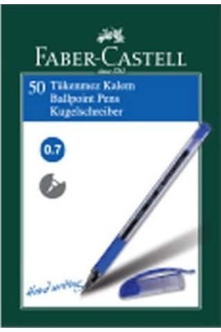 Faber Castell 1425 Kodlu 0.7 MM Mavi Renk Tükenmez Kalem 50Li Kutu