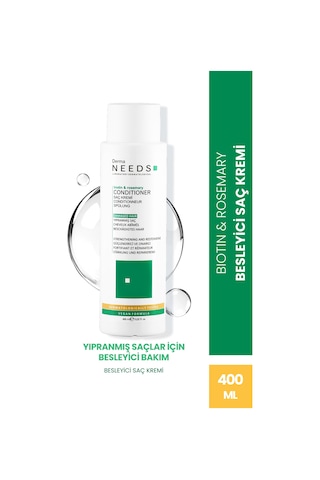 Derma Needs Yıpranmış Ve Dökülen Saçlara Özel Besleyici Saç Kremi 400 ML Amino Asit + Vitamin İle Güçlü Bakım