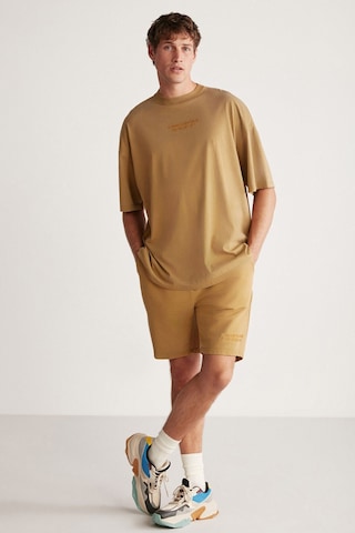 GRIMELANGE Jeffrey Erkek 2 Li Set Oversize Soluk Efektli Nakışlı Haki Alt-üst Takım Haki