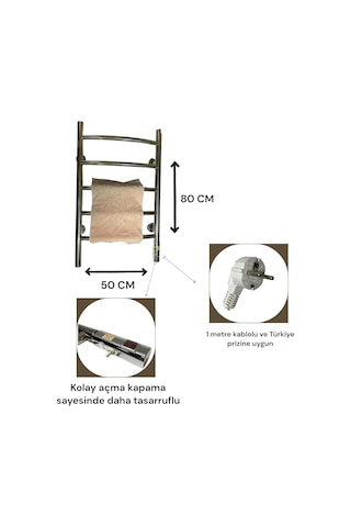 Micron Elektrikli Havlupan, Elektrikli Havlu Isıtıcı, 50x70 Tasarruflu Krom, Şık Tasarım