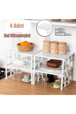 Porsima ORG-01 4lü Raf Düzenleyici - Dolap İçi Düzenleyici Raf Beyaz