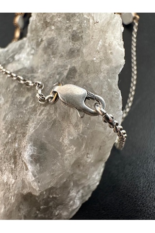 Otantik Safir ve Zirkon Taşlı Gümüş Kolye 925 Ayar 22,55 Gram