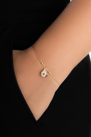 O Harfi 18 Ayar Sarı Altın Kaplama 19 Cm Gümüş Nazar Bileklik 04680253