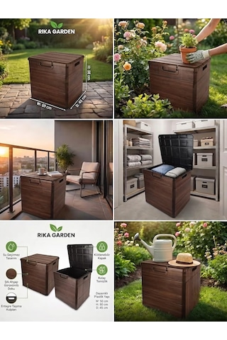 Rika Garden Ahşap Görünümlü Bahçe Depolama Sandığı Kahverengi