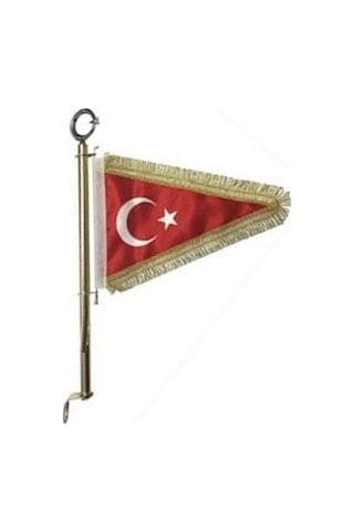 Flama Makam Bayrağı Üçgen Sarıpüsküllü Kırmızı Flama Makam Bayrağı Üçgen Sarıpüsküllü Kırmızı
