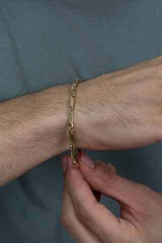 Bamboo Gold Kaplama Küp Erkek Çelik Bileklik Künye Eck05Bsr Altın