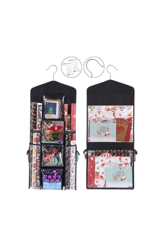 Qingmipy Gbrand Çift Taraflı Asma Hediyelik Paket Kağıdı Saklama Çantası, Siyah, Pratik Organizasyon Diğer