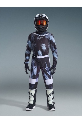 Alpinestars Youth Fluid Lahnd Genç Kros Motosiklet Pantolonu Siyah Beyaz Gri