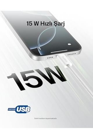 2'li Örgülü Usb-a - Usb-c Kablo, 1,5 M, 15 W, Yumuşak, Esnek Ve Hızlı Şarj Kablosu, iPhone Uyumlu 17 Ve 16 Serisi, Galax Diğer