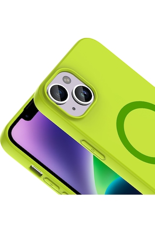 Maks Technology iPhone Uyumlu 13 Kılıf M-safe Şarj Özellikli Mkst Aris Silikon Kapak - Yeşil